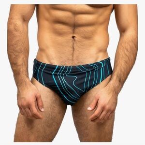 Taddlee NWT Men's Black and Blue Swim Briefs Size L
